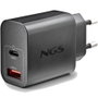 NGS Cargador de Pared GaN ERA20WBLACK 20W USB-C y USB-A Negro